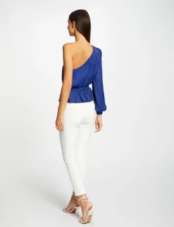 Chemises Et Blouses>Morgan Blouse Asymetrique Smockee Bleu Electrique Femme | Bleu_Electrique