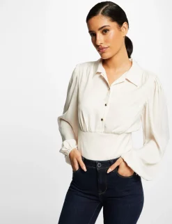 Chemises Et Blouses>Morgan Blouse Manches Longues Bouffantes Ecru Moyen Femme | Ecru_Moyen