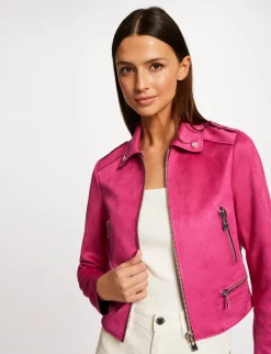Vestes Et Blousons>Morgan Blouson Droit Aspect Suedine Femme | Framboise