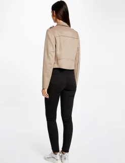 Vestes Et Blousons>Morgan Blouson Droit Aspect Suedine Beige Clair Femme | Beige_Clair