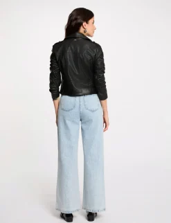 Manteaux>Morgan Blouson Droit Avec Col Crante A Revers Femme | Noir