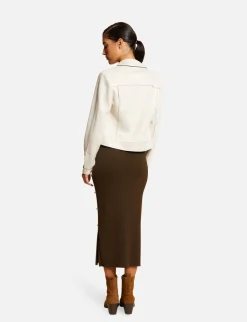 Vestes Et Blousons>Morgan Blouson Droit Boutonne Suedine Ecru Moyen Femme | Ecru_Moyen
