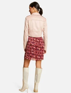 Vestes Et Blousons>Morgan Blouson Droit Zippe Suedine Femme | Rose