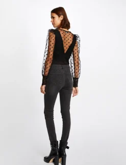 Tops Et T-Shirts>Morgan Body Manches Longues A Dentelle Femme | Noir