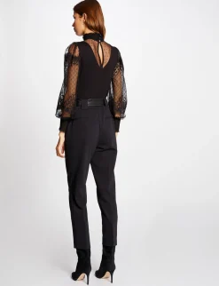 Tops Et T-Shirts>Morgan Body Manches Longues A Dentelle Femme | Noir
