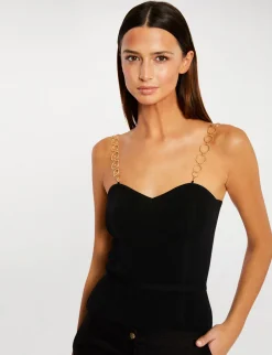 Pulls>Morgan Bustier Avec Bretelles Fantaisie Femme | Noir