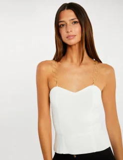 Pulls>Morgan Bustier Avec Bretelles Fantaisie Femme | Ecru