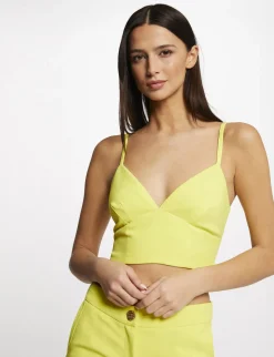 Tops Et T-Shirts>Morgan Bustier Crop Top A Ornement Dos Femme | Jaune