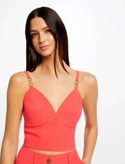 Tops Et T-Shirts>Morgan Bustier Crop Top Ornement Aux Bretelles Femme | Orange