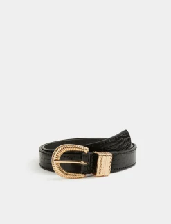 Ceintures>Morgan Ceinture Aspect Croco Femme | Noir