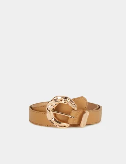 Ceintures>Morgan Ceinture Avec Boucle Martelee Femme | Beige