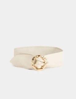 Ceintures>Morgan Ceinture Avec Boucle Ronde Femme | Beige