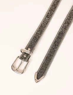 Ceintures>Morgan Ceinture Avec Strass Et Details Chaines Gris Moyen Femme | Gris_Moyen