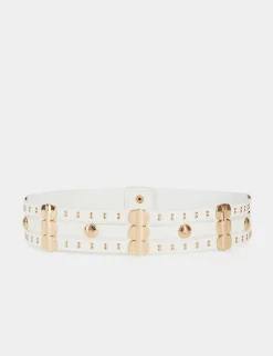 Ceintures>Morgan Ceinture Elastiquee Avec Clous Femme | Blanc