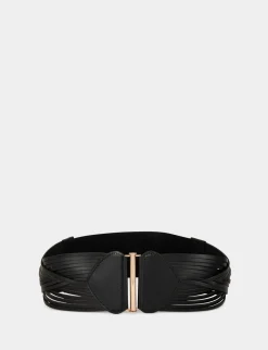 Ceintures>Morgan Ceinture Elastiquee Avec Brides En Cuir Femme | Noir