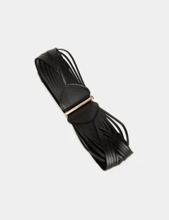 Ceintures>Morgan Ceinture Elastiquee Avec Brides En Cuir Femme | Noir