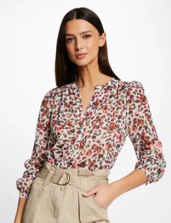 Chemises Et Blouses>Morgan Chemise Manches Longues Imprime Floral Femme | Ecru