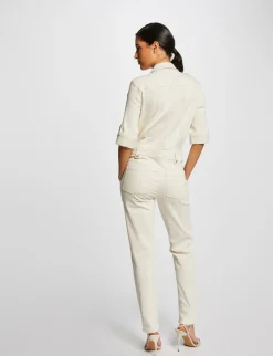 Combinaisons>Morgan Combinaison Droite Boutonnee Ecru Moyen Femme | Ecru_Moyen