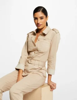 Combinaisons>Morgan Combinaison Droite Ceinturee Femme | Beige