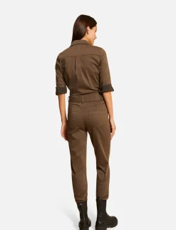Combinaisons>Morgan Combinaison Droite Ceinturee Vert Kaki Femme | Vert_Kaki