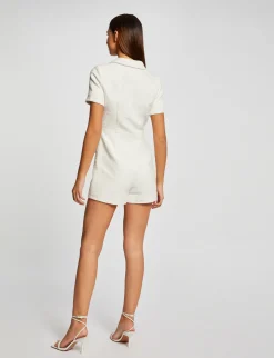 Combinaisons>Morgan Combishort Droite Avec Fermeture Zippee Femme | Ecru