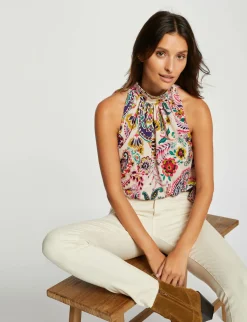 Tops Et T-Shirts>Morgan Debardeur Avec Noeud Imprime Cachemire Femme | Multico
