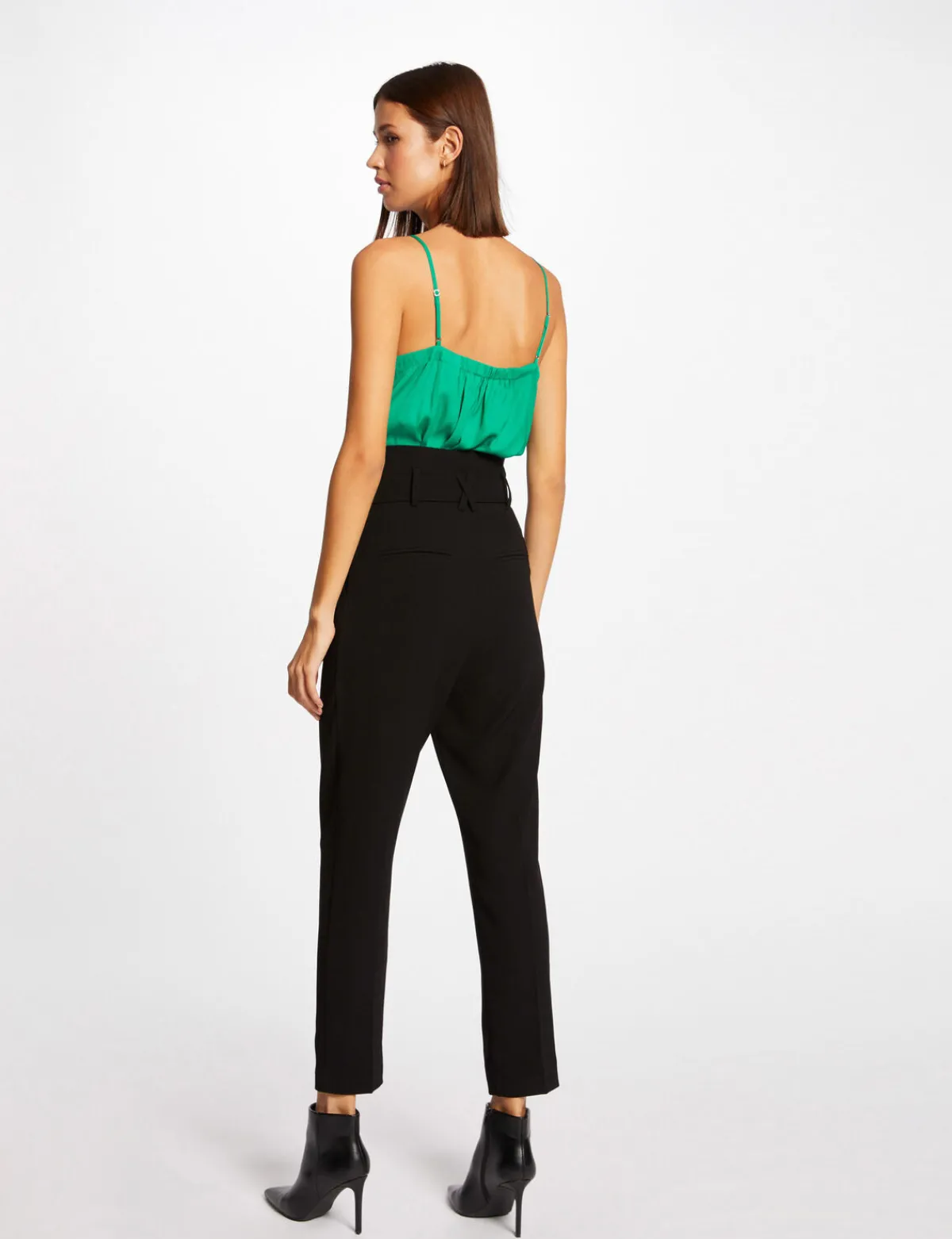 Chemises Et Blouses>Morgan Debardeur Bretelles Fines Avec Boutons Vert Moyen Femme | Vert_Moyen