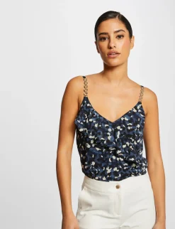 Chemises Et Blouses>Morgan Debardeur Bretelles Fines Imprime Femme | Bleu