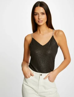 Tops Et T-Shirts>Morgan Debardeur Bretelles Fines Avec Chaines Femme | Noir