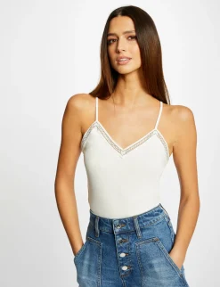 Tops Et T-Shirts>Morgan Debardeur Bretelles Fines Col En V Femme | Ecru