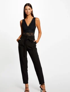 Tops Et T-Shirts>Morgan Debardeur Bretelles Larges A Dentelle Femme | Noir