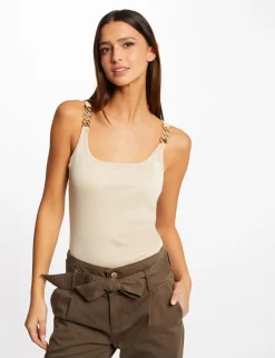 Tops Et T-Shirts>Morgan Debardeur Bretelles Larges Avec Chaines Femme | Ivoire