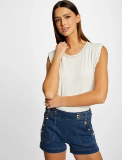 Tops Et T-Shirts>Morgan Debardeur Bretelles Larges A Epaulettes Femme | Ecru