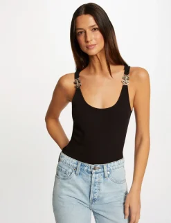 Tops Et T-Shirts>Morgan Debardeur Bretelles Larges A Ornements Femme | Noir