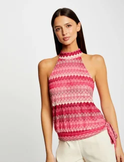 Tops Et T-Shirts>Morgan Debardeur Encolure Americaine Crochet Femme | Rose