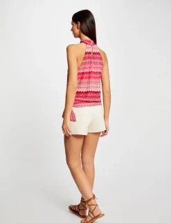 Tops Et T-Shirts>Morgan Debardeur Encolure Americaine Crochet Femme | Rose