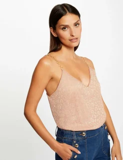 Tops Et T-Shirts>Morgan Debardeur Ornements Et Imprime Leopard Femme | Rose