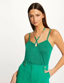 Tops Et T-Shirts>Morgan Debardeur Pull Avec Bretelles Croisees Femme | Vert