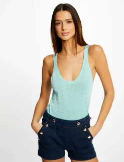 Tops Et T-Shirts>Morgan Debardeur Pull Avec Bretelles Bleu Clair Femme | Bleu_Clair