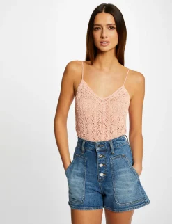 Tops Et T-Shirts>Morgan Debardeur Pull Avec Col En V Rose Moyen Femme | Rose_Moyen