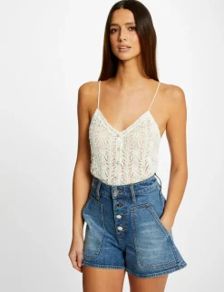 Tops Et T-Shirts>Morgan Debardeur Pull Avec Col En V Femme | Ecru