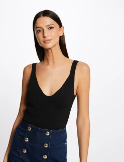 Tops Et T-Shirts>Morgan Debardeur Pull Avec Col En V Femme | Noir