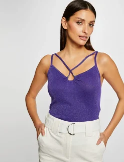 Tops Et T-Shirts>Morgan Debardeur Pull Bretelles Fines Violet Fonce Femme | Violet_Fonce