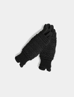 Gants>Morgan Gants En Maille Avec Strass Femme | Noir