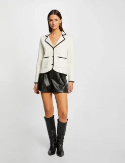 Gilets>Morgan Gilet Boutonne Liseres Contrastants Femme | Ivoire