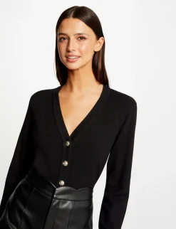 Gilets>Morgan Gilet Col En V Manches Longues Femme | Noir