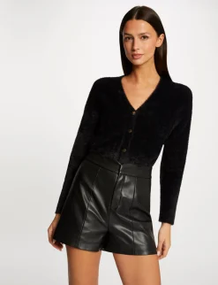 Gilets>Morgan Gilet Manches Longues Avec Col En V Femme | Noir