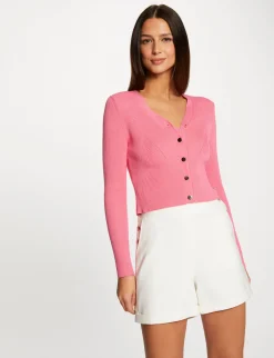 Gilets>Morgan Gilet Manches Longues Boutonne Femme | Rose