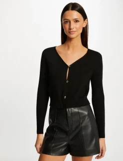 Gilets>Morgan Gilet Manches Longues Boutonne Femme | Noir