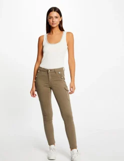 Pantalons>Morgan Jeans Cargo Skinny A Ponts Vert Kaki Femme | Vert_Kaki